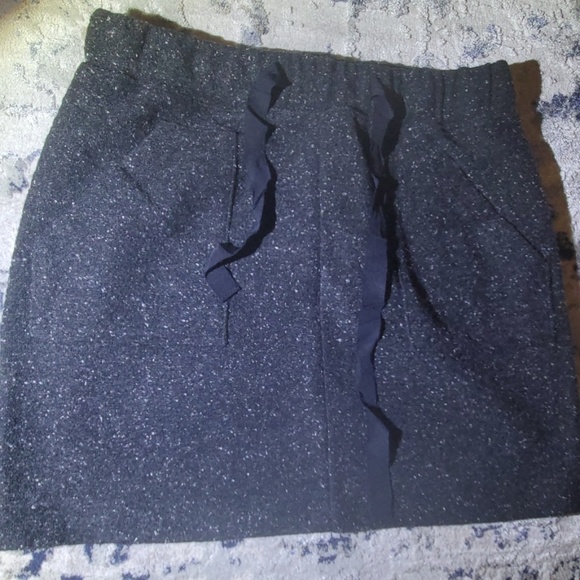 Loft MP Drawstring Mini Skirt Charcoal Grey White - Picture 4 of 8